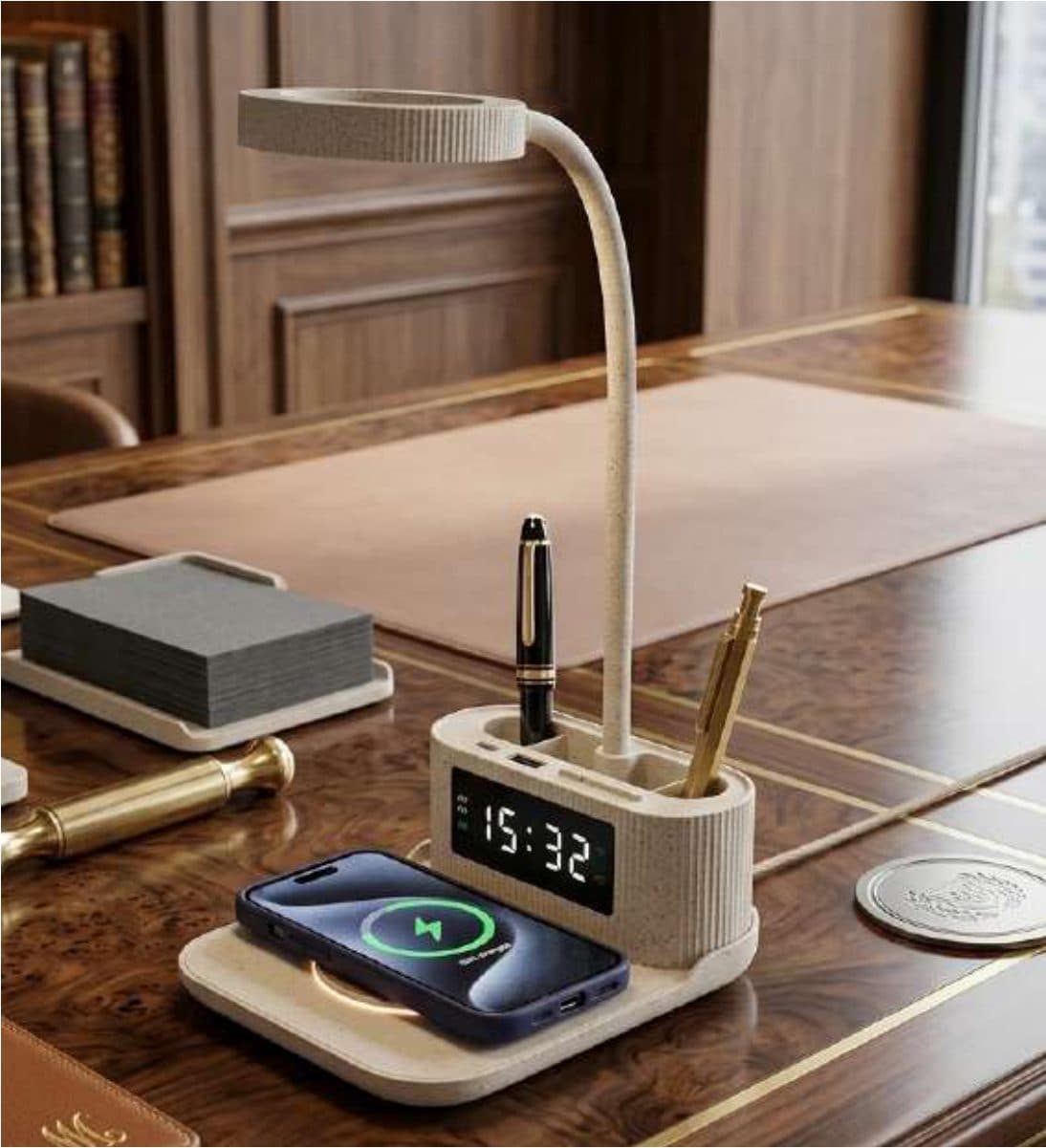 Lamp Clock with Wireless Charger
